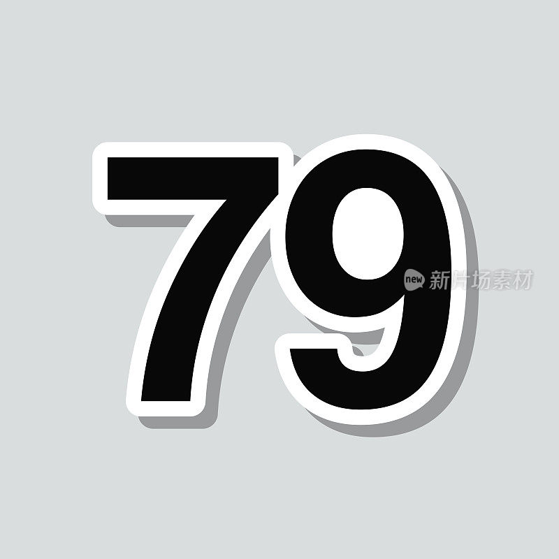 79 -数字79。图标贴纸在灰色背景